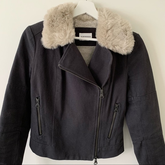 Club Monaco Warm Moto Jacket Xs - Picture 6 of 11